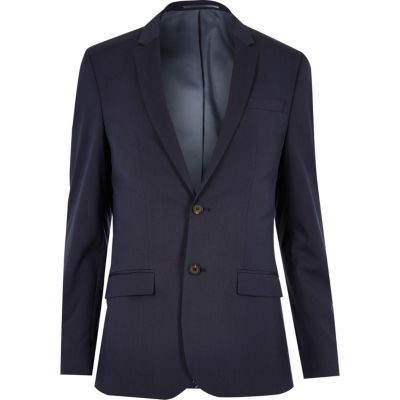 Dark blue skinny fit suit jacket